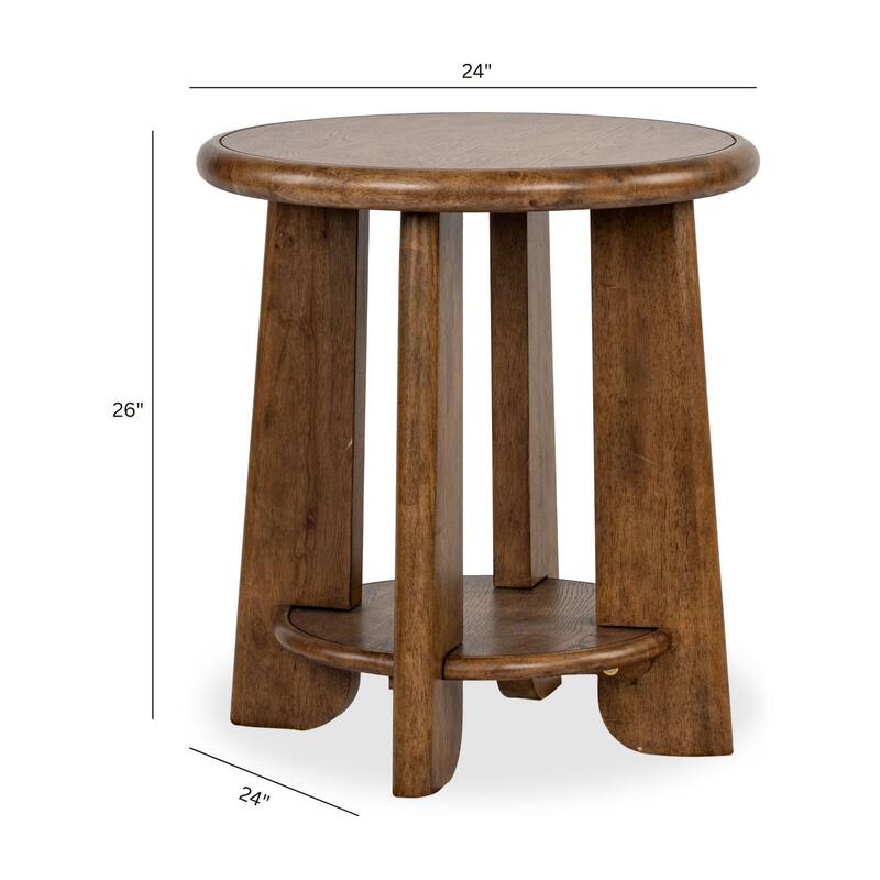 Magnussen Home Tanner Tawny Brown Round End Table - 24''W x 24''D x 26''H