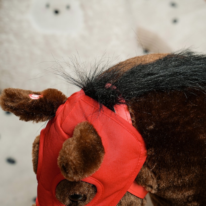 Qaba Ride on Horse for Kids 3-8 Years Old, Toddlers Riding Horse with Neighing Sound, Ride on Animal Pony Toy, Brown