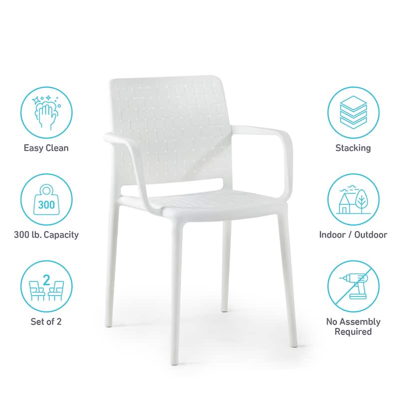 WRGHOME Modern Stacking Patio Dining Armchair Indoor/Outdoor (Set of 2) - 33.15'' H X 22.44'' W X 21.65'' D