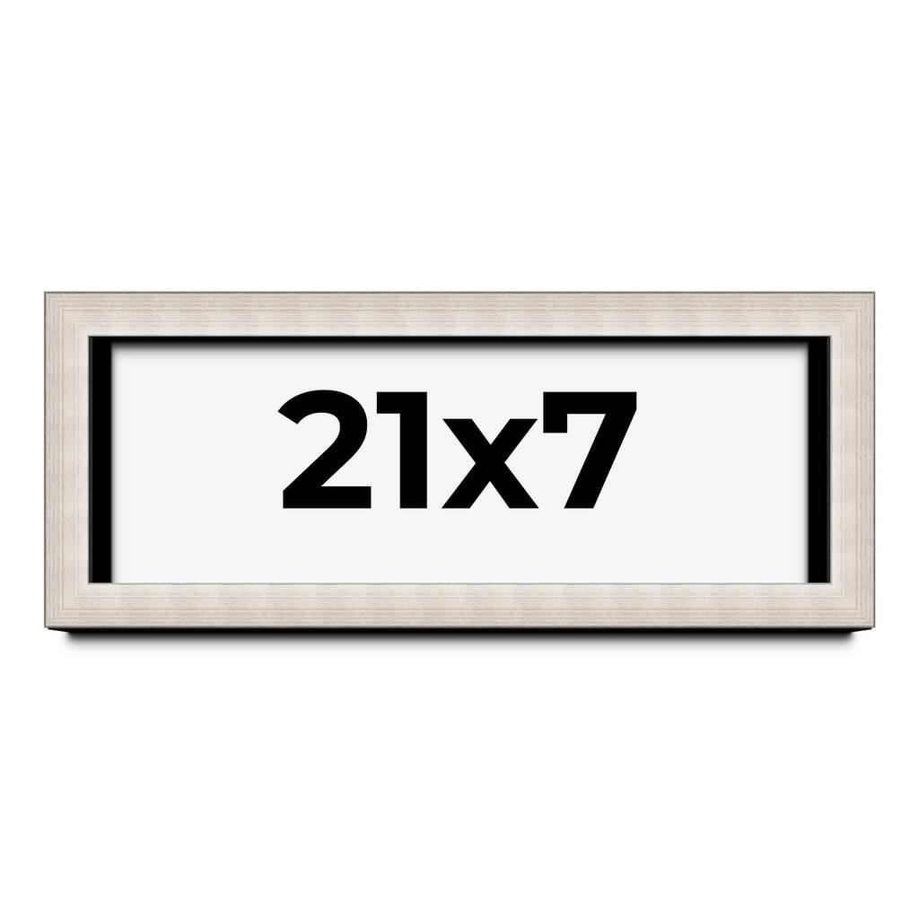 21x7 Shadow Box Frame Silver Real Wood Contemporary Shadowbox Display Frame UV Acrylic Front Acid Free Backing and Hardware