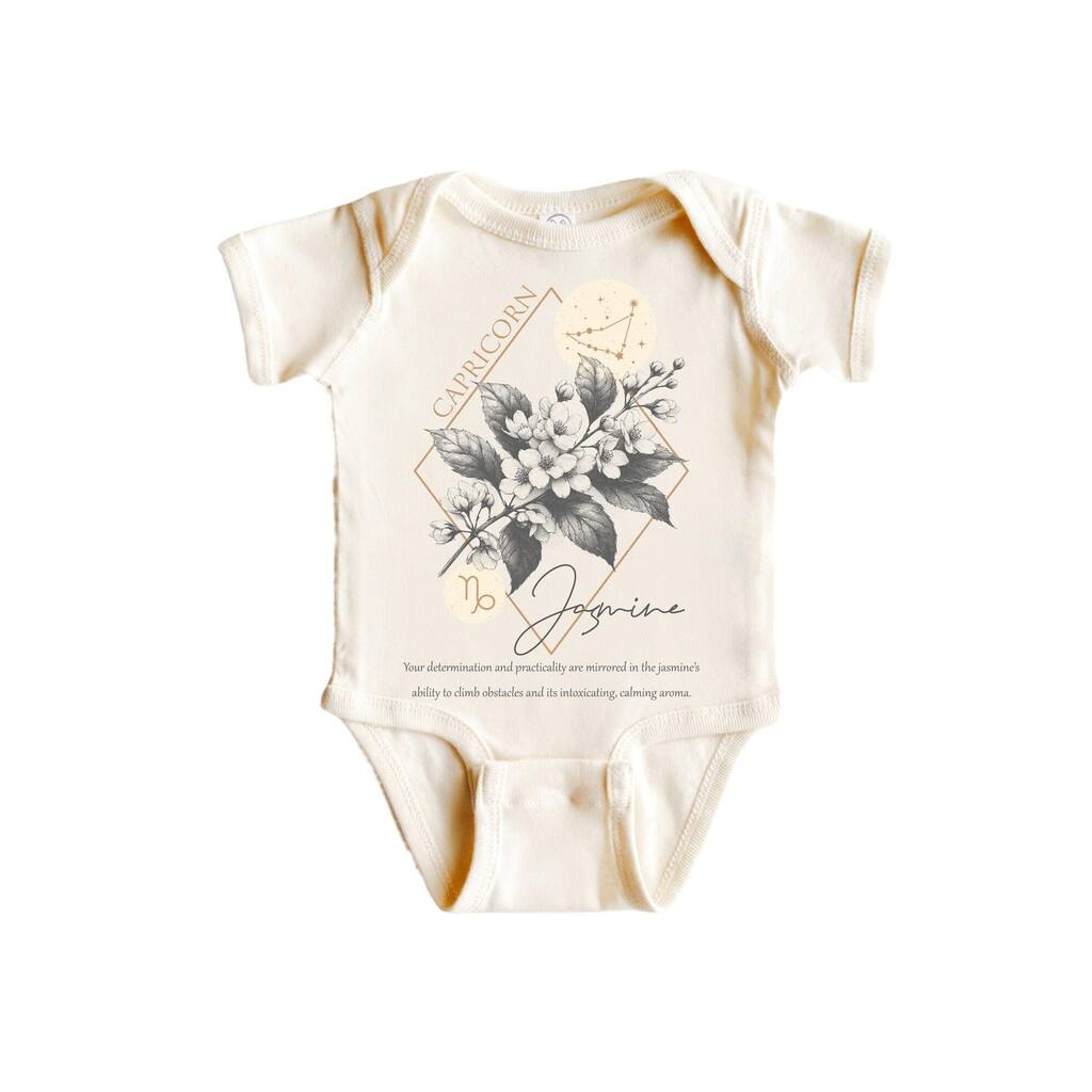 Capricorn Floral Celestial - Baby Boy Girl Clothes Infant Bodysuit Funny Cute Newborn