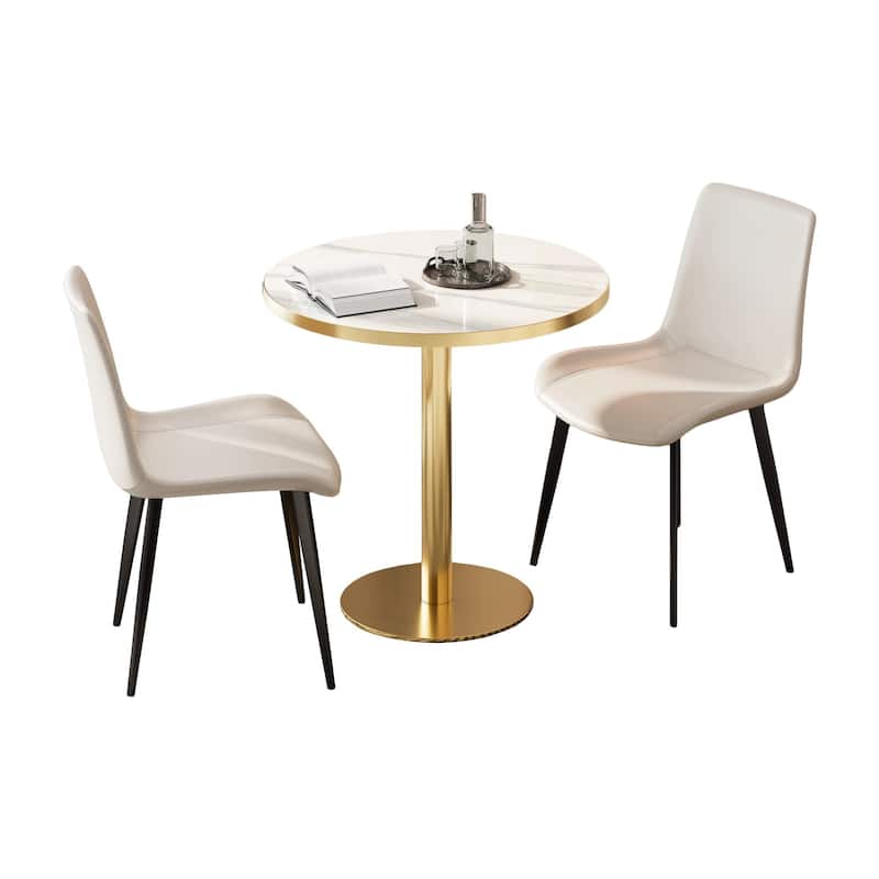 Dining Chairs 2PCS, Modern Kitchen & Dining Room Chairs, Upholstered Faux Leather Cushion Seat and Sturdy Metal Legs