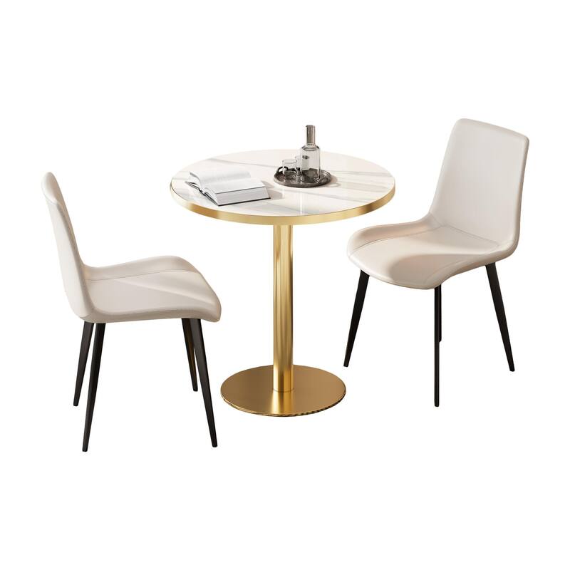Round Modern Dining Table - 31.5-Inch Bistro Tulip Table With Faux Marble Top, Easy Assembly & Sturdy Metal Frame (By Diameter)