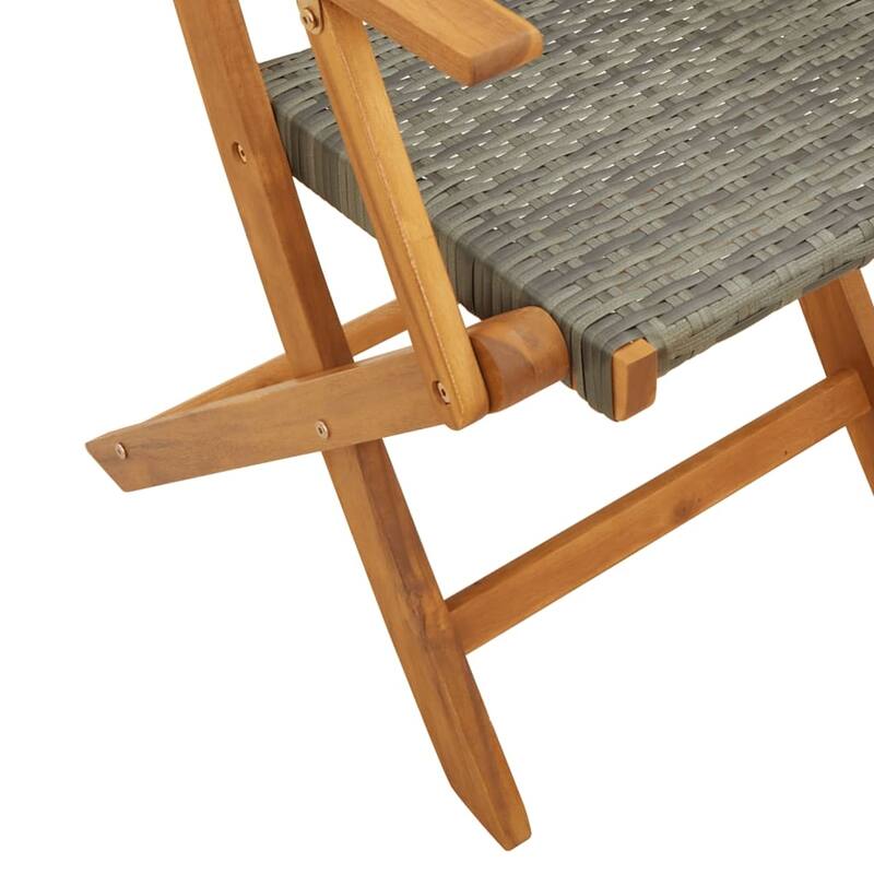 vidaXL Folding Patio Chairs Seating Outdoor Furniture Poly Rattan and Solid Wood