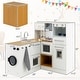 preview thumbnail 5 of 7, 2-Pieces White-Natural Wooden Kitchen Playset with Pull-out Drawer and Cabinets - 31" x 11.5" x 32" (L x W x H)