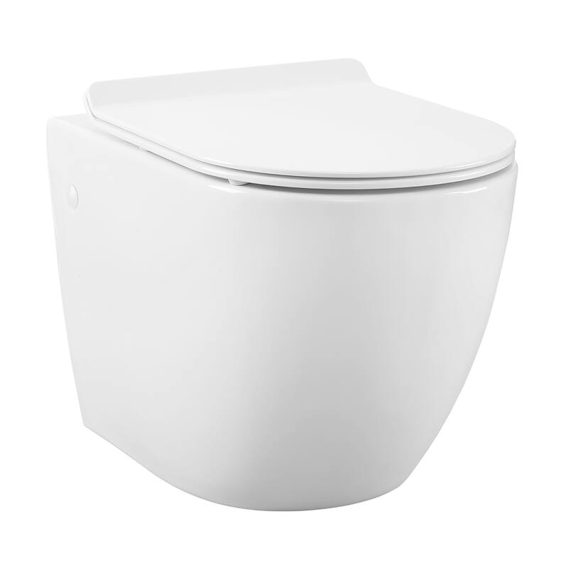 Swiss Madison Well Made Forever - Angers Wall Hung Toilet Bundle, Glossy White - 22" x 14" 15.3" - 22" x 14" 15.3" - White
