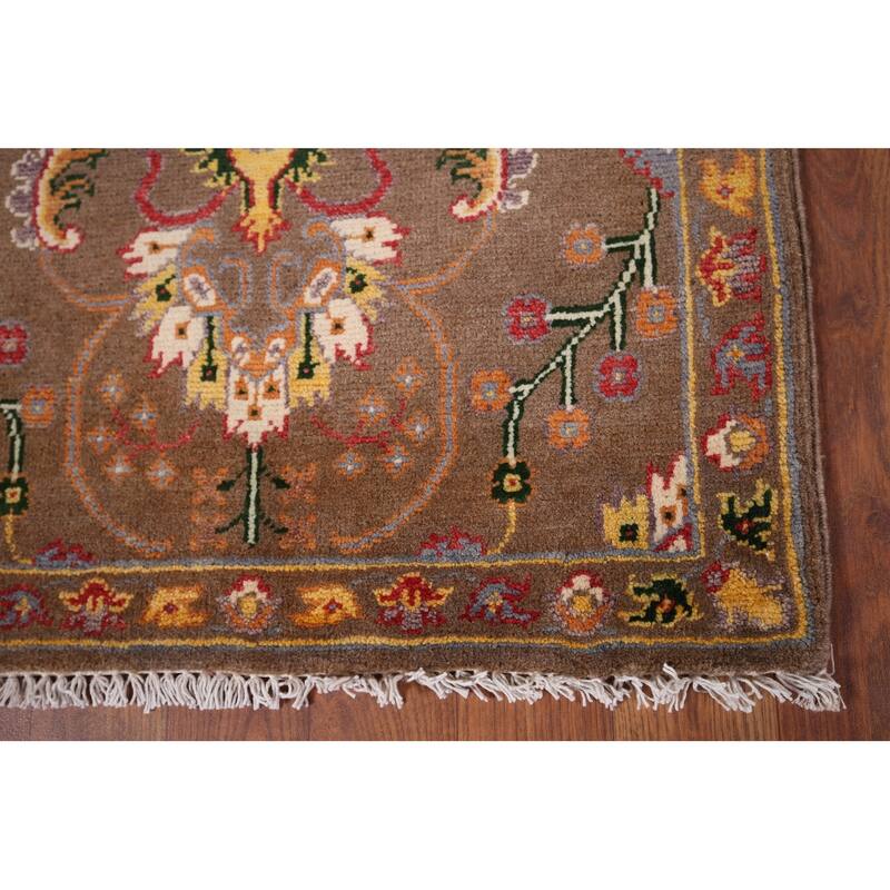 Brown Floral Kazak Oriental Foyer Rug Handmade Wool Carpet - 2'0" x 3'1"