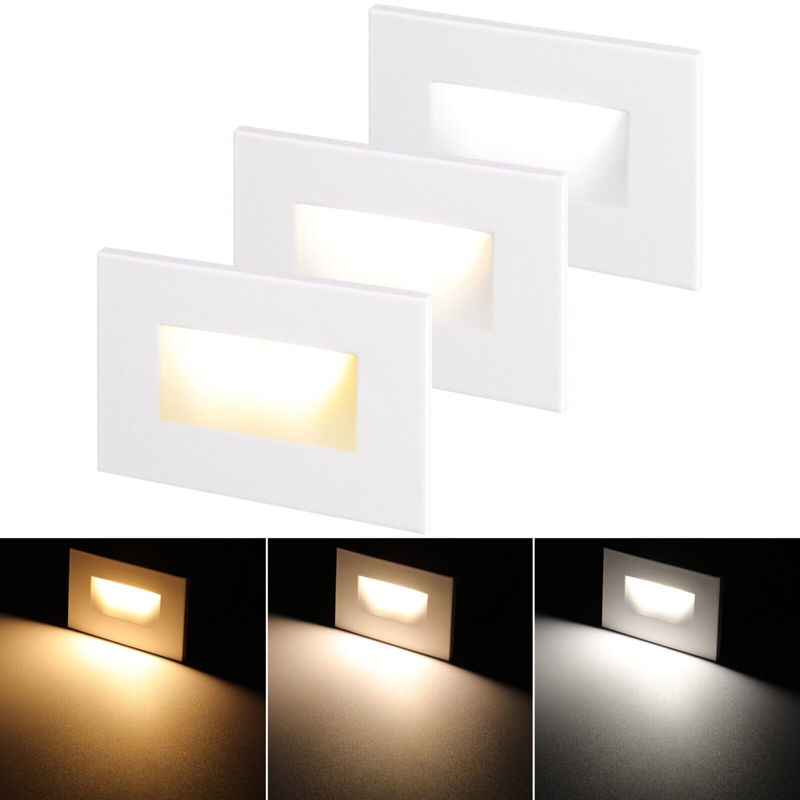 3-Pack 3CCT LED Step Lights, Dimmable 3.5W Indoor Outdoor Stair Light On  Sale Bed Bath  Beyond 28338075