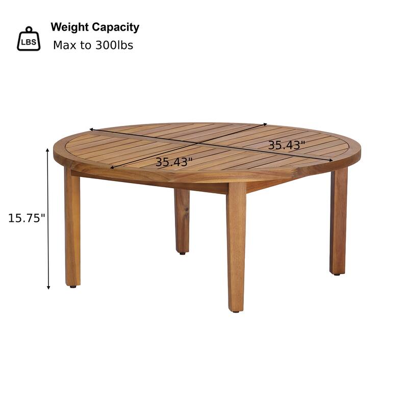 Christopher Knight Home - Mollet Outdoor Solid Acacia Wood Round Coffee Table with Slatted Top