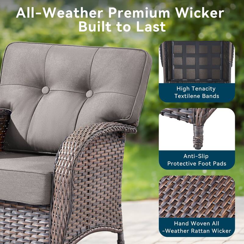 Pocassy Outdoor 30 In Fire Table with Sofa Patio Chair Set