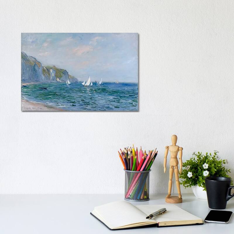 iCanvas "Cliffs and Sailboats at Pourville " by Claude Monet Canvas Print - 8x12x0.75