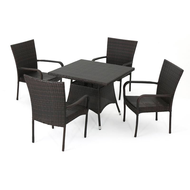 Wesley Outdoor 5-piece Wicker Dining Set by Christopher Knight Home