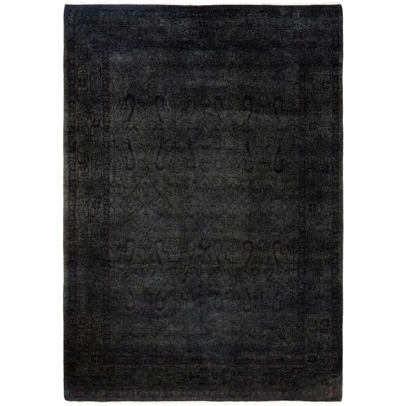 Overdyed One-of-a-Kind Hand-Knotted Area Rug - Gray - 4' 2" x 5' 10"