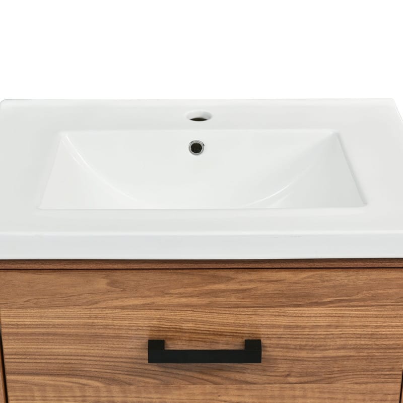Bathroom Vanity 24 Inch, Small Bath Vanity with Sink, Modern Sink Cabinet, Free Standing Bath Vanity Combo with with 3 Drawers