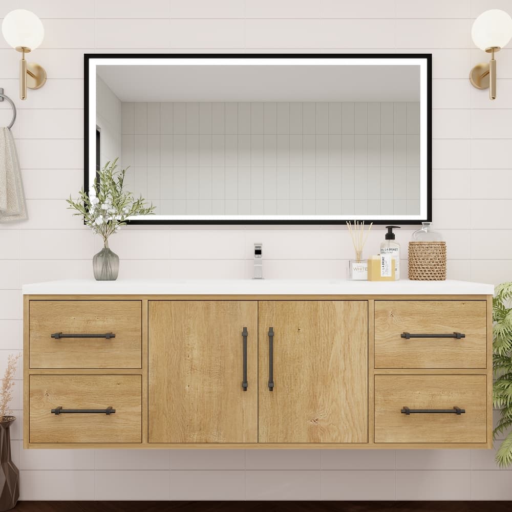 Victoria 60'' Wall-mounted Vanity with Single Reinforced Acrylic Sink - 59.5