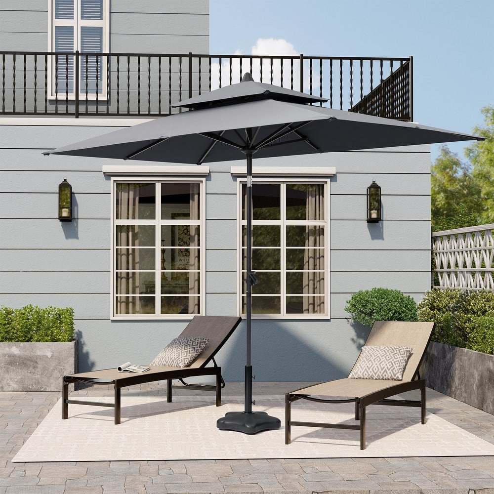 10 x 6.5 FT Outdoor Rectangular Double Top Patio Market Umbrella with Tilt & Crank