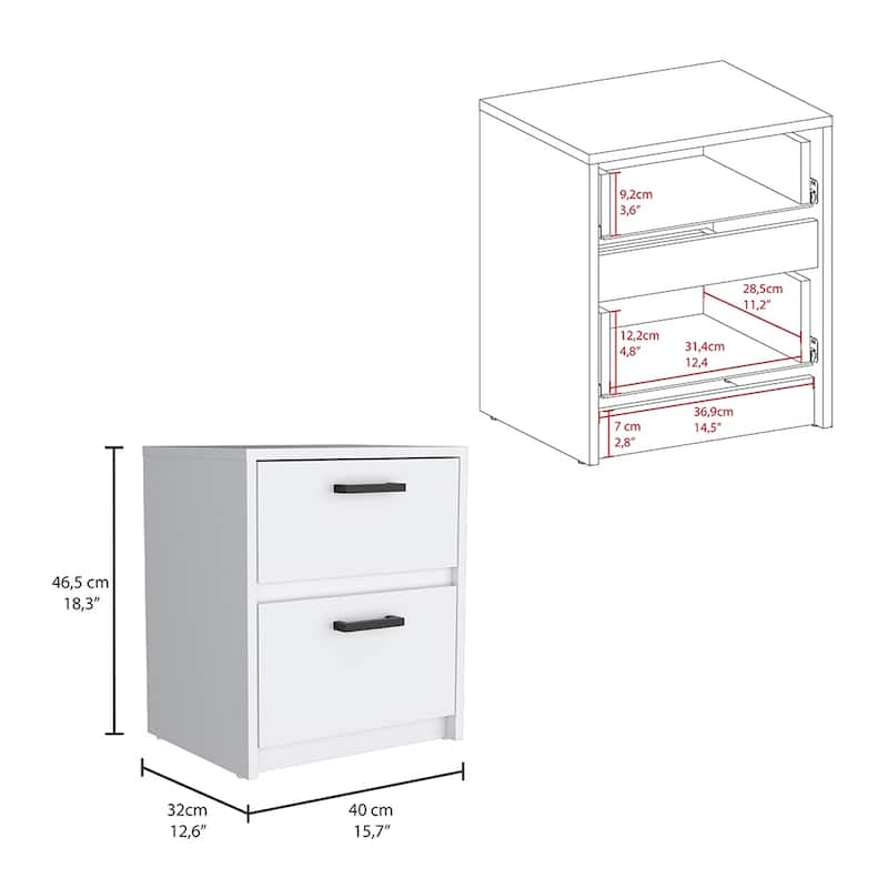 Nightstand Chequered,Two Drawes，for Living Room,and Dining Room