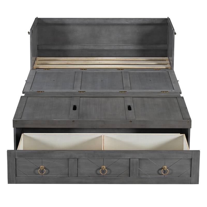 Space-Saving Murphy Bed with USB & Large Drawer