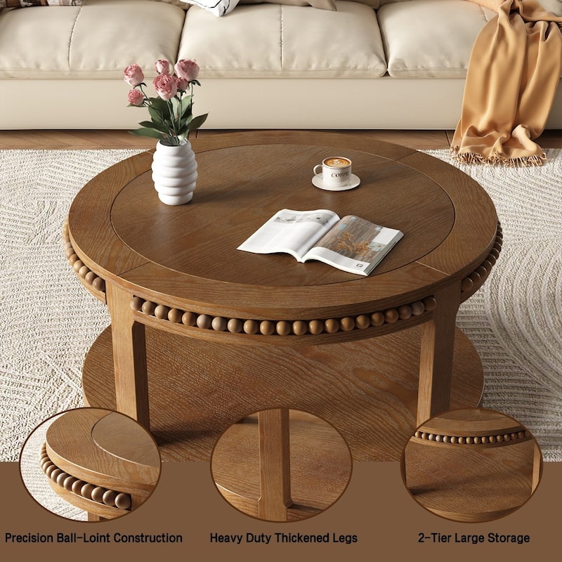 31.5 Inch Round Coffee Table for Living Room