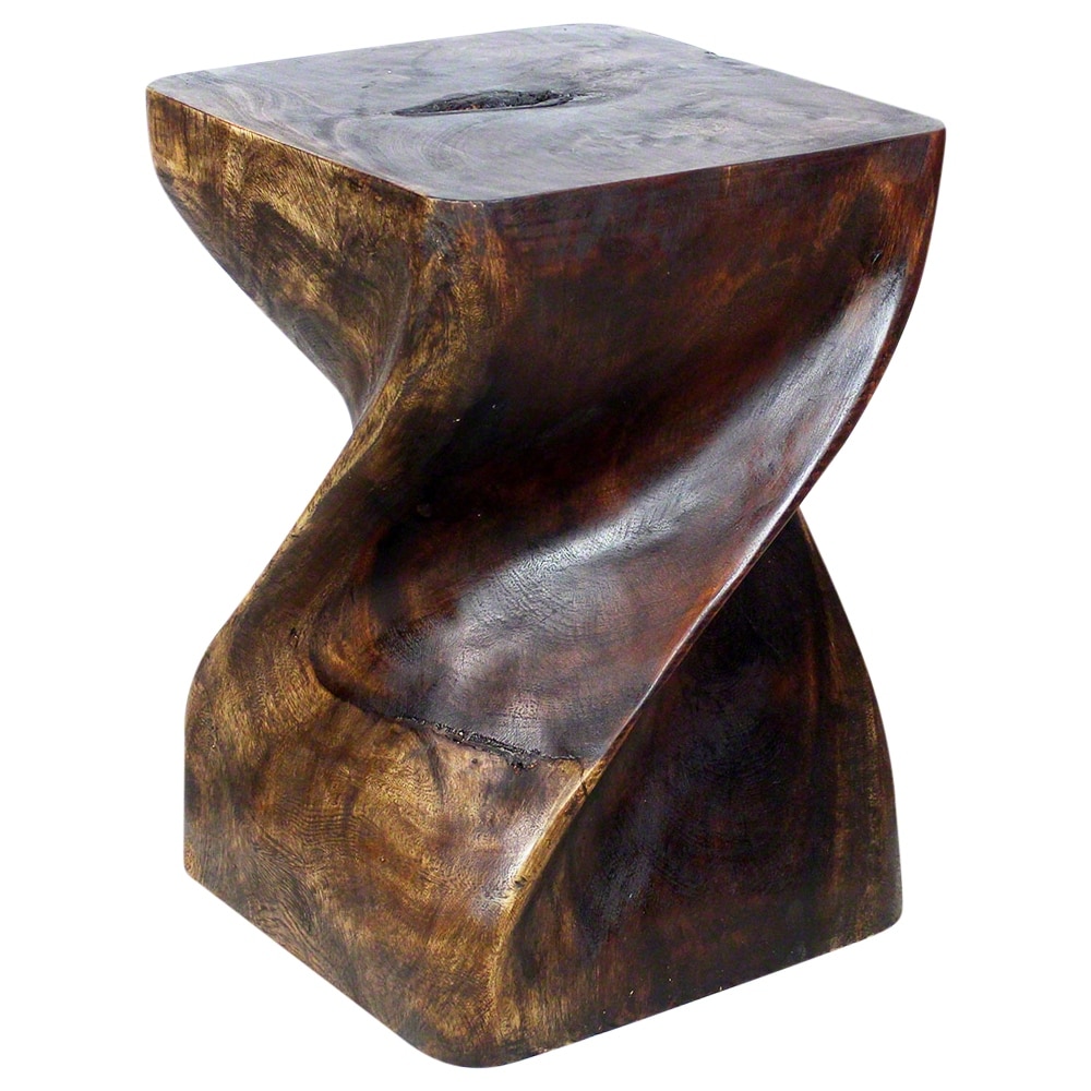 Haussmann Big Twist Solid Wood End Table - 14 x 14 x 20 in - Mocha - 14" x 14" x 20"