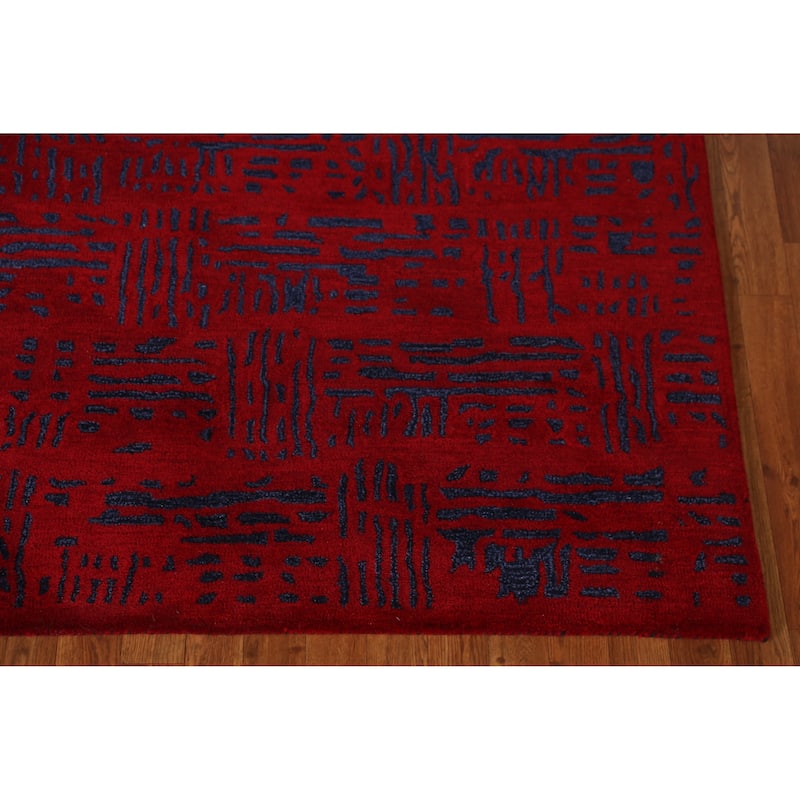 Contemporary Modern Indian Area Rug Handmade Wool Carpet - 5'3" x 7'7"