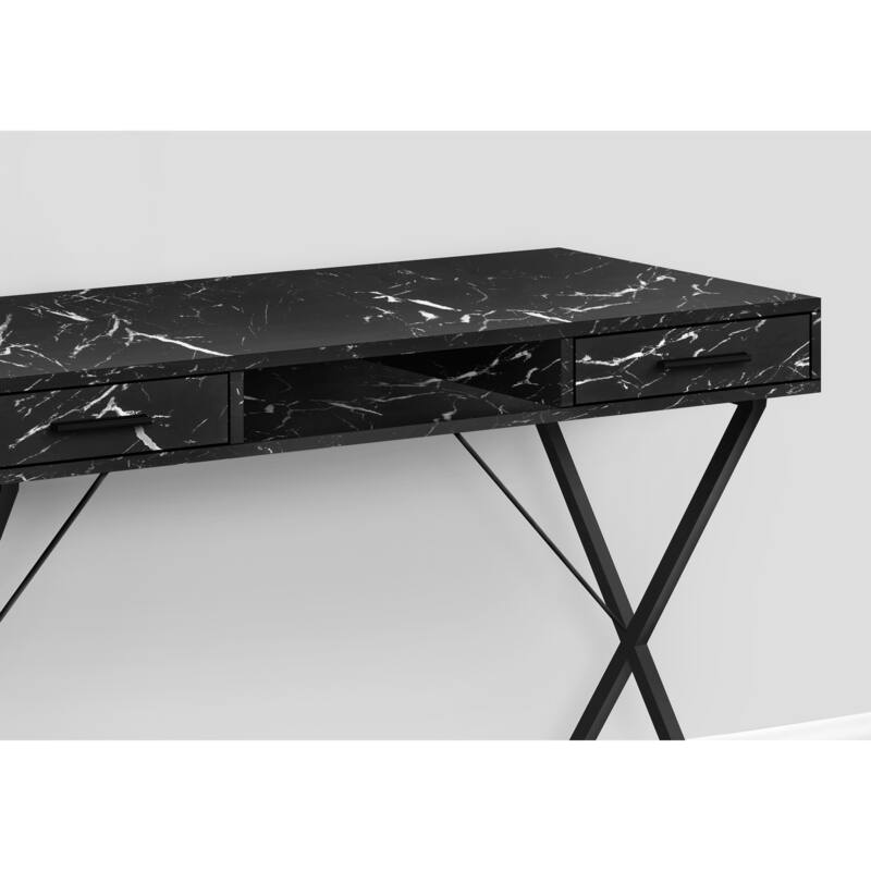 Computer Desk, Home Office, Laptop, Left, Right Set-up, Storage Drawers, 42"l, Work, Black Marble Look Laminate - Black