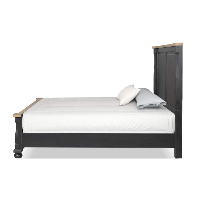 Furniture of America Lucan II 2-Piece Farmhouse Black Solid Wood Panel Bedroom Set