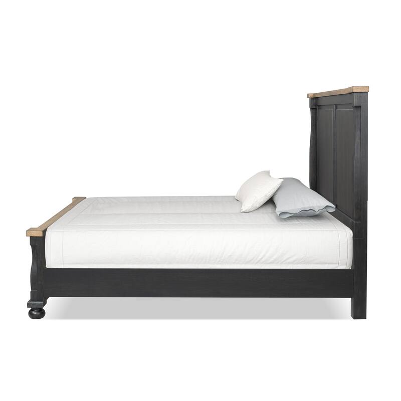 Furniture of America Lucan II 4-Piece Farmhouse Black Solid Wood Panel Bedroom Set