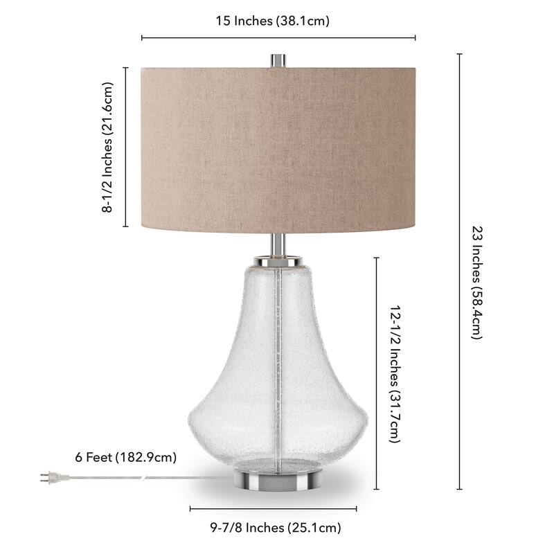 The Gray Barn Eastern Shore Farmhouse Table Lamp in Seeded Glass with Flax Shade