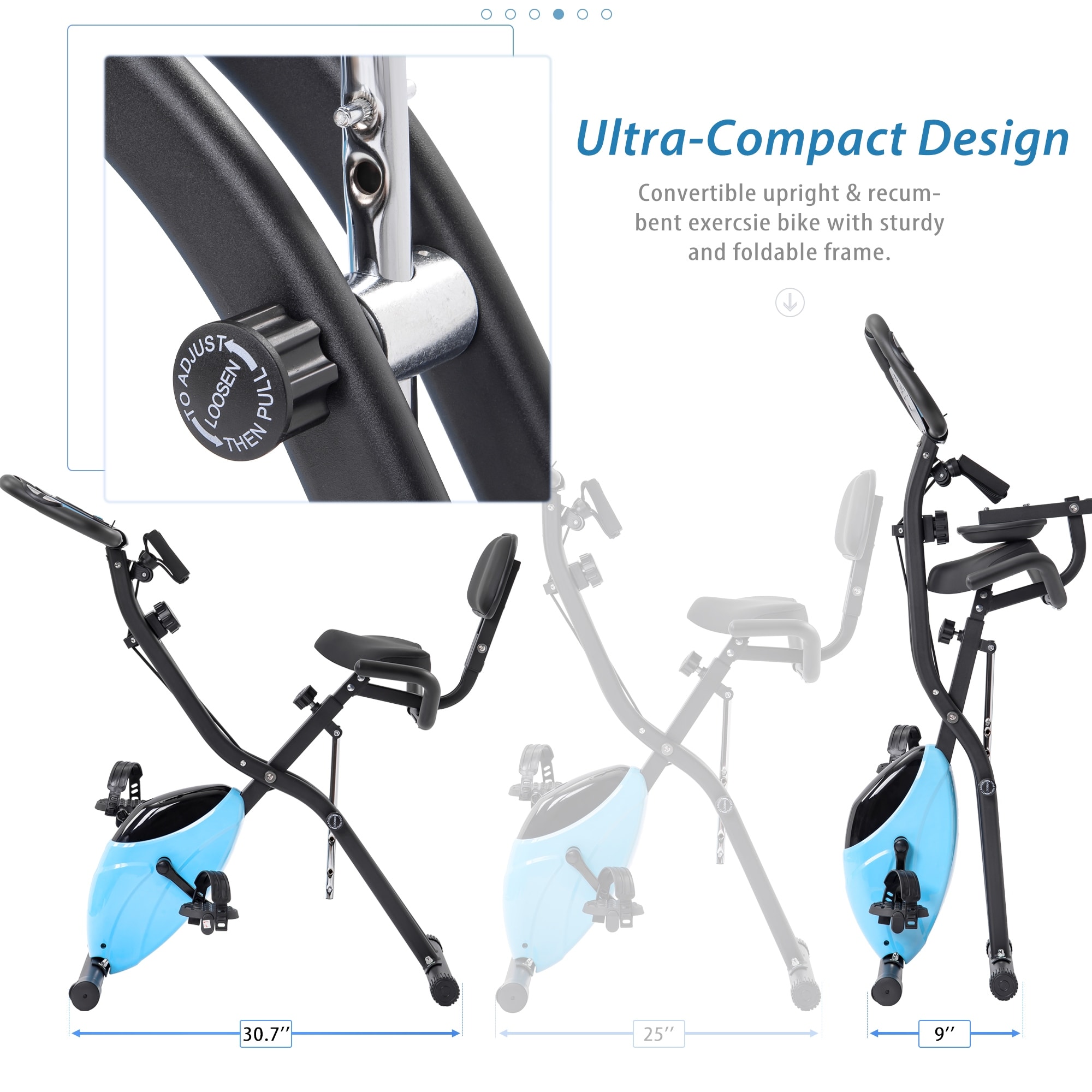 Merax 3 in 1 adjustable folding exercise bike new arrivals convertible magnetic upright recumbent bike with arm bands