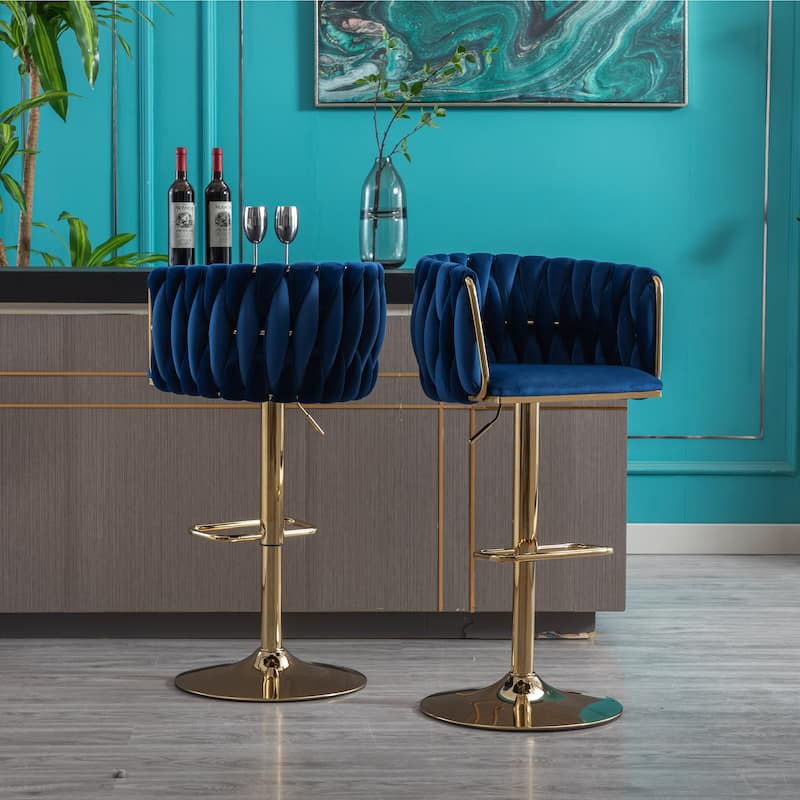 Counter Height Bar Stools Set of 2, Swivel Armless Chairs with Height Adjustable, Kitchen Island Chairs with Chrome Footrest