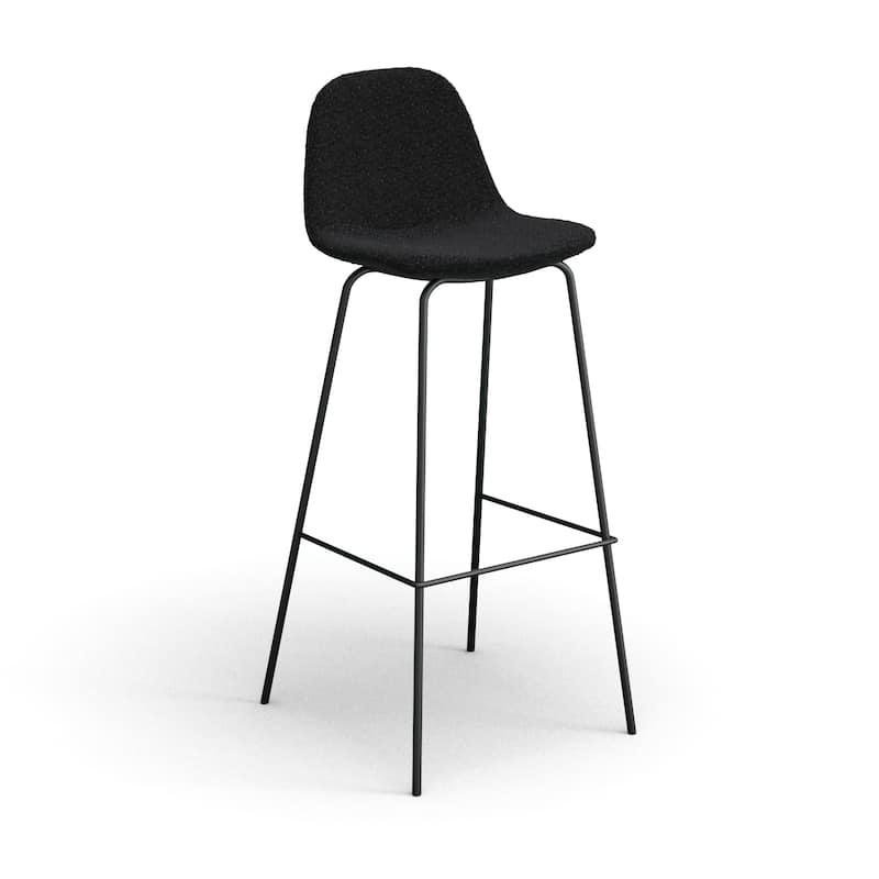 Maxine Boucle Bar Height Stools Black Legs (Set of 2) - Black Boucle