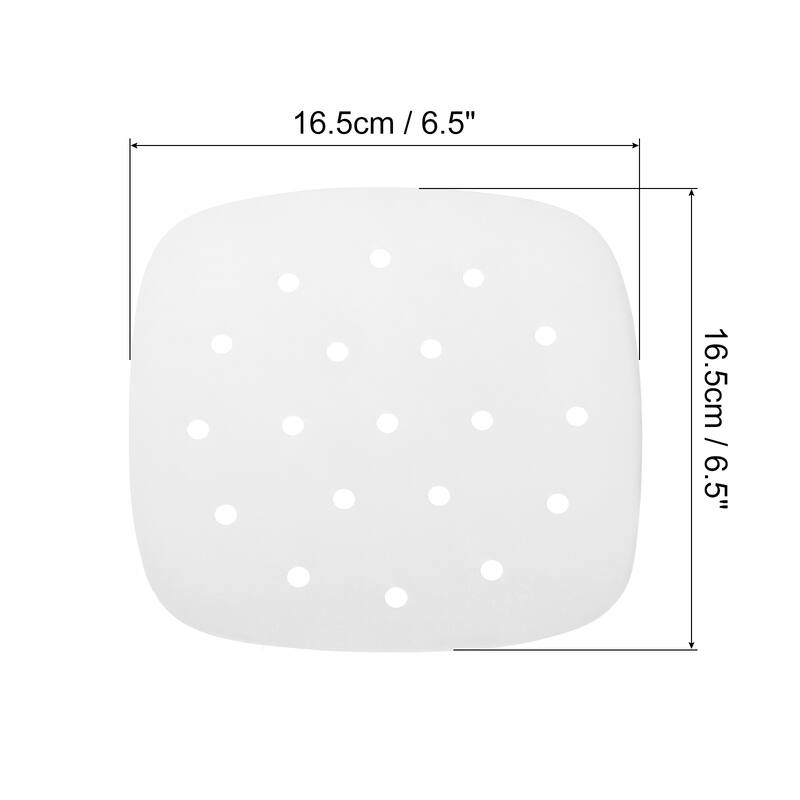 6.5 inch Air Fryer Parchment Paper, 200pcs Square Baking Paper Liners, White - White