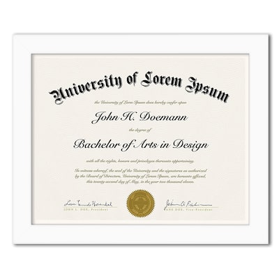 Americanflat Diploma Frame in White Wood -8.5" x 11"