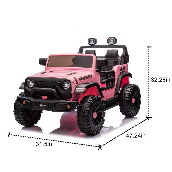 dimension image slide 1 of 4, Two-Seater Kids Ride-On Electric Car - 24V Super Power, Bluetooth, MP3 & Adjustable Speed