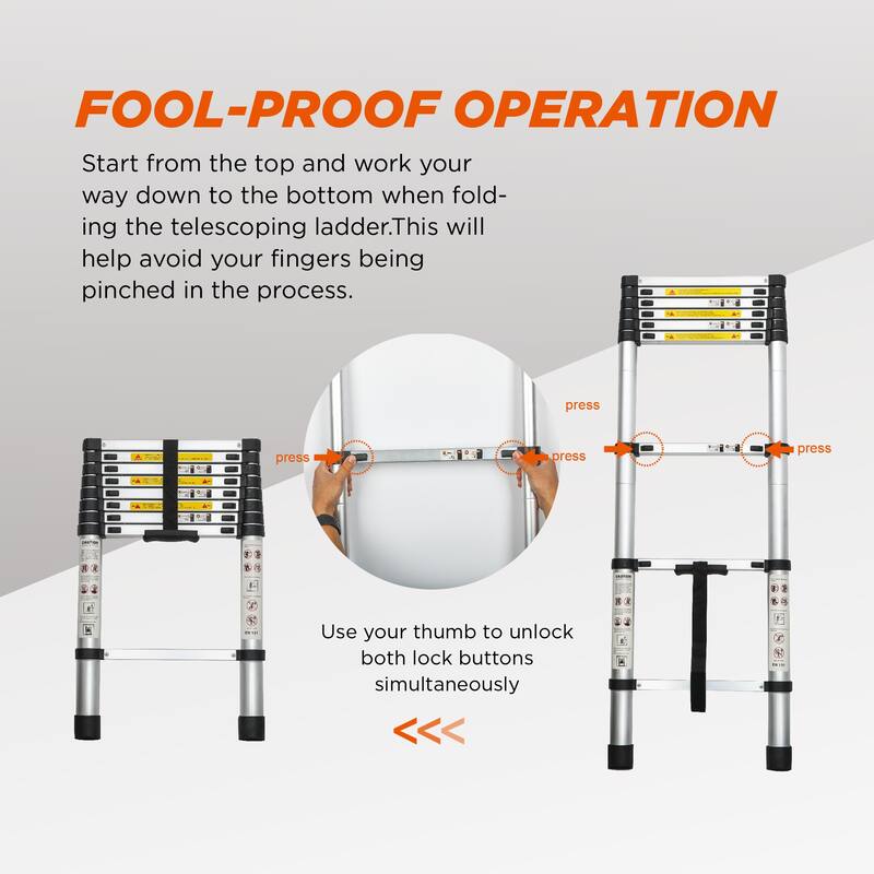 8.5FT Portable Multi-Purpose Aluminum Telescopic Extension Ladder