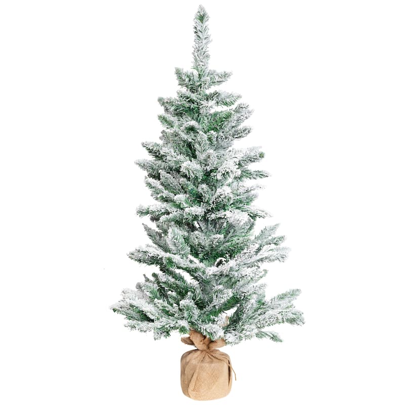 Frosted Pine Artificial Christmas Tree in Burlap Base - 3.5' - Unlit - 3.5 Foot