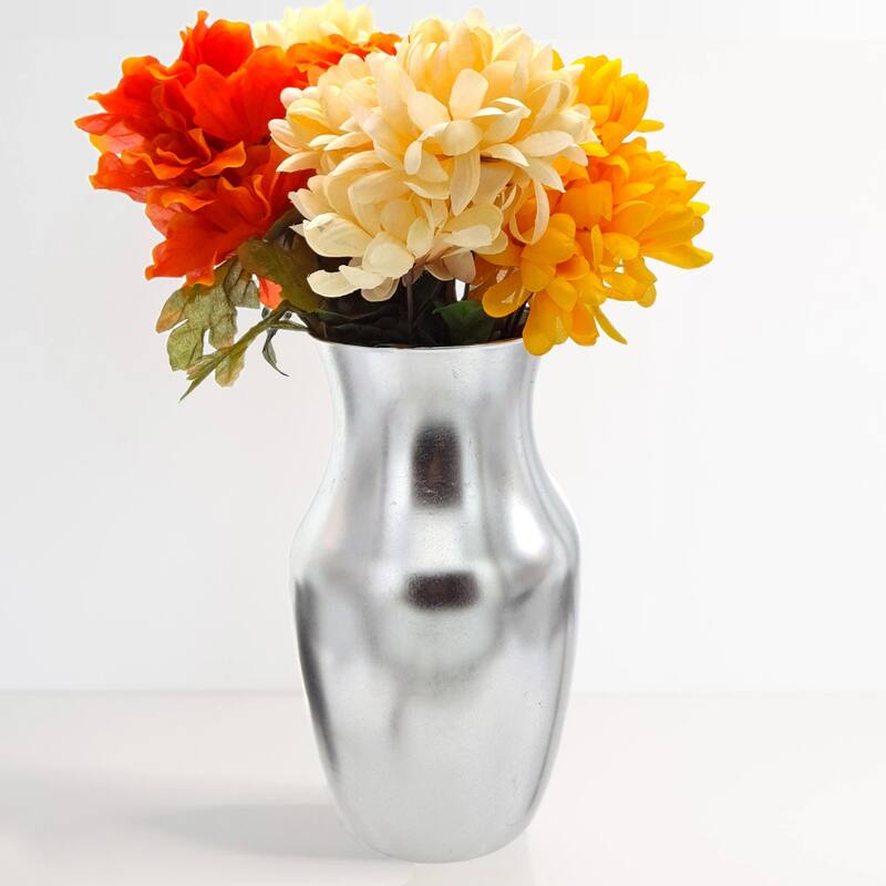 GILT 9" Glass Flower Vase - Silver