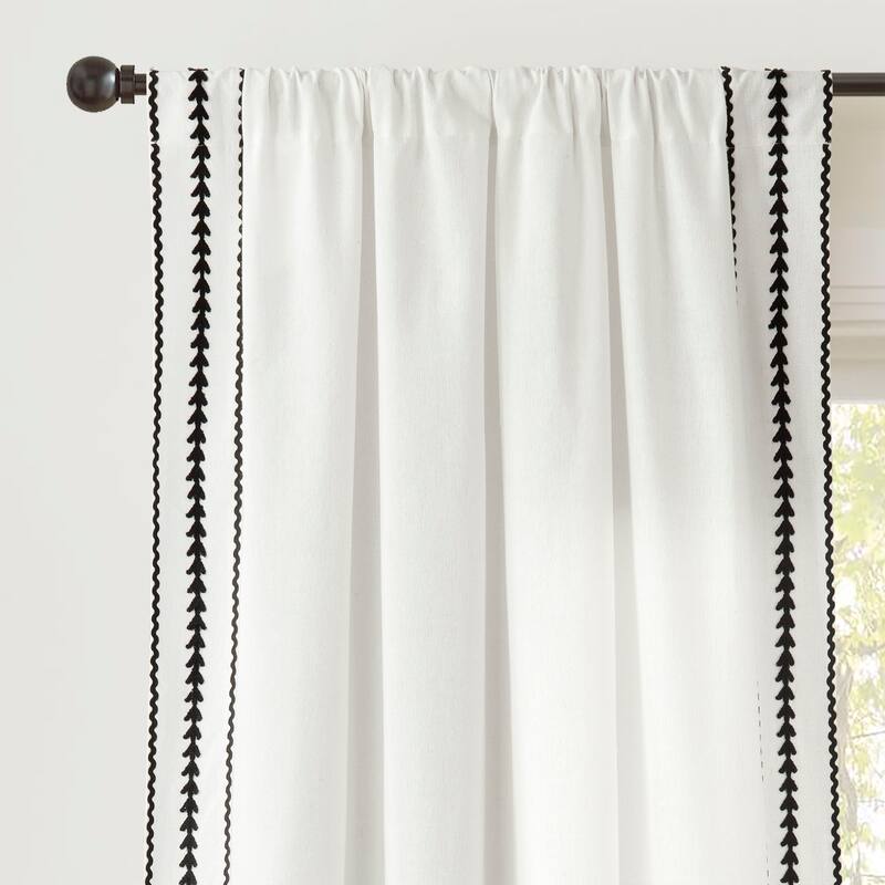 Lush Decor Olivia Ric Rac Embroidery Border Window Curtain Panels