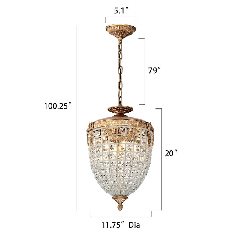 Antiqued 4-Light Glam Chandelier with Crystal Beaded for Living Room