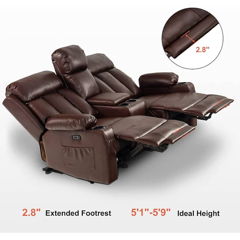 MCombo Electric Power Reclining Sofa with Heat & Massage, Faux Leather ...