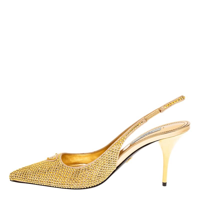 Prada Crystal Embellished Slingback Pumps