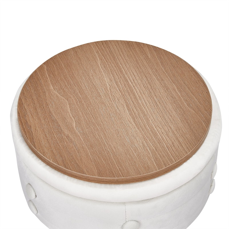 VECELO 18.5"H Multi-Functional Velvet Vanity Stool Tufted Small Vanity Chair with Metal Legs Convertible Storage End Table