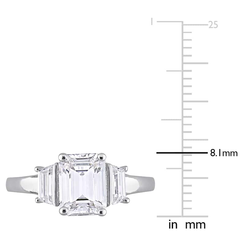 2 1/3ct DEW Created Moissanite Three-Stone Engagement Ring in Sterling Silver