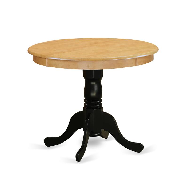 East West Furniture Antique Kitchen Dining Table - a Round Wooden Table Top with Pedestal Base, (Finish Options)