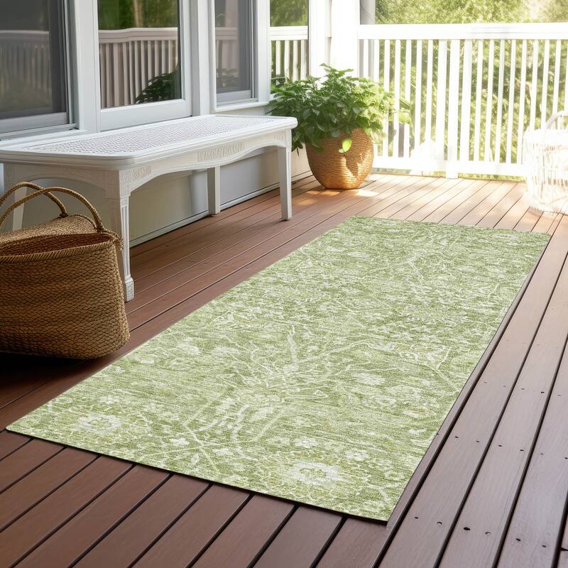 Machine Washable Indoor/ Outdoor Vintage Boho Chantille Rug