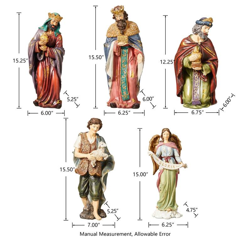 Glitzhome 12pcs Resin Christmas Nativity Figurines Set