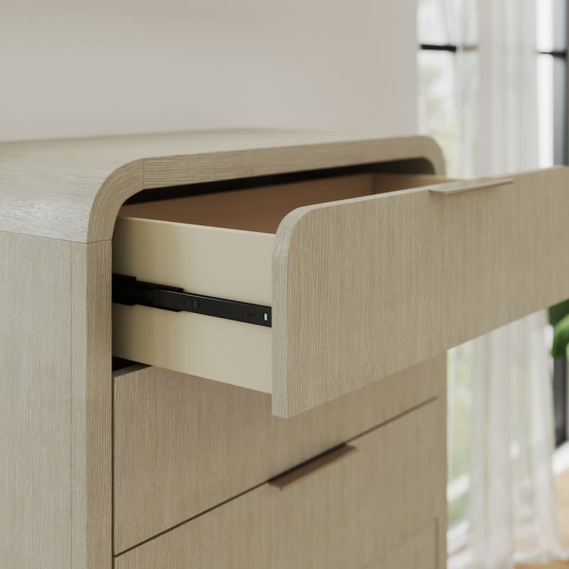 Roundhill Furniture Tavari Contemporary 5-Drawer Wood Chest, Light Gray