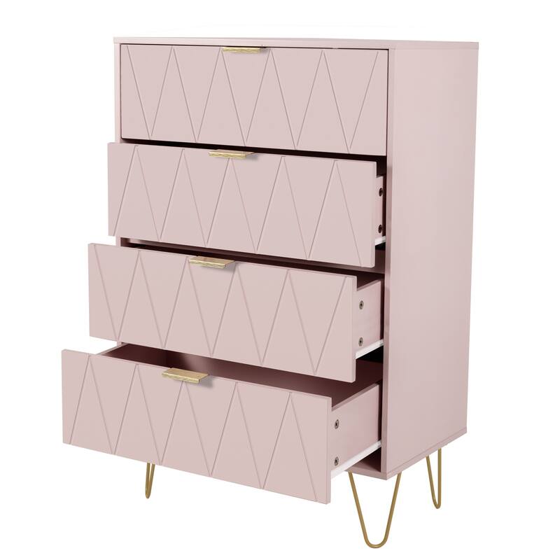 4 Drawers Chest Of Dresser Tall Storage Tower Cabinet with Metal Legs