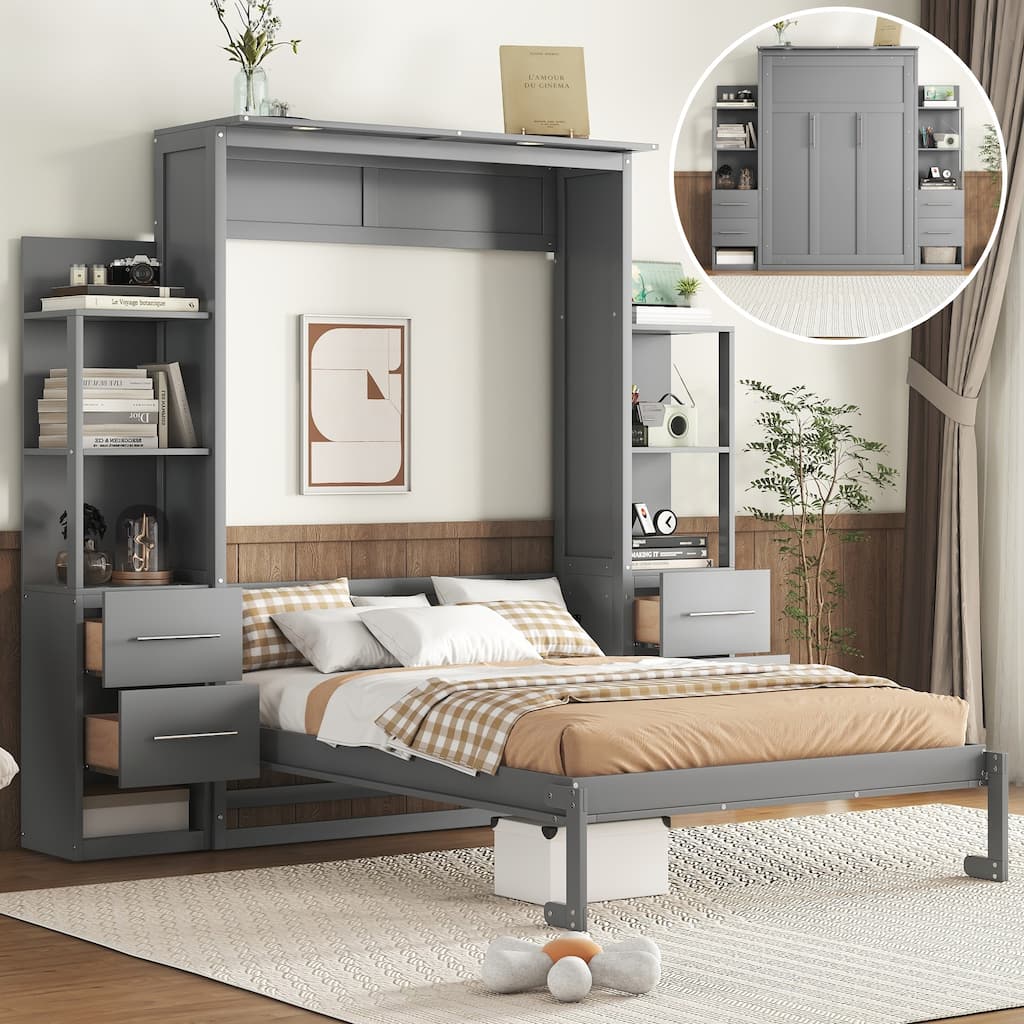 Full Smart Bed with Shelves, Drawers & LED Lights